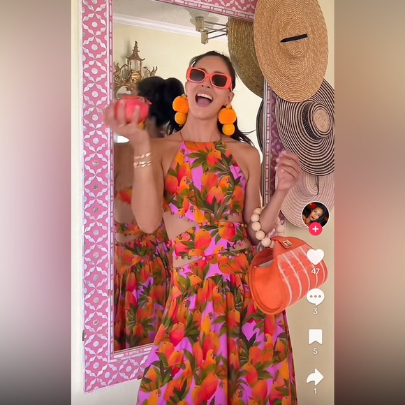 Farm Rio Pink 3d Flower Cut Out Midi Dress - Picture 4 of 12